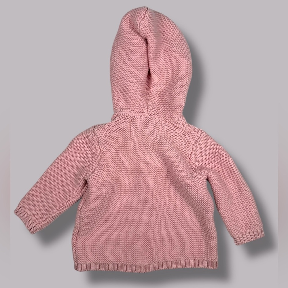 Old Navy Baby Girl 0–3M Hooded Knit Sweater Blush Pink Cotton w/ Buttons NWOT - Picture 4 of 13